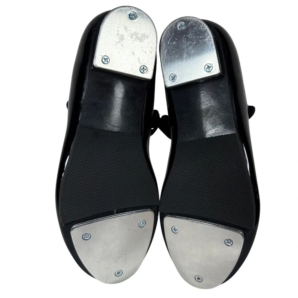 Stelle Black Patent Mary Jane Tap Shoes Kids Size 2ML Hook and Loop Strap